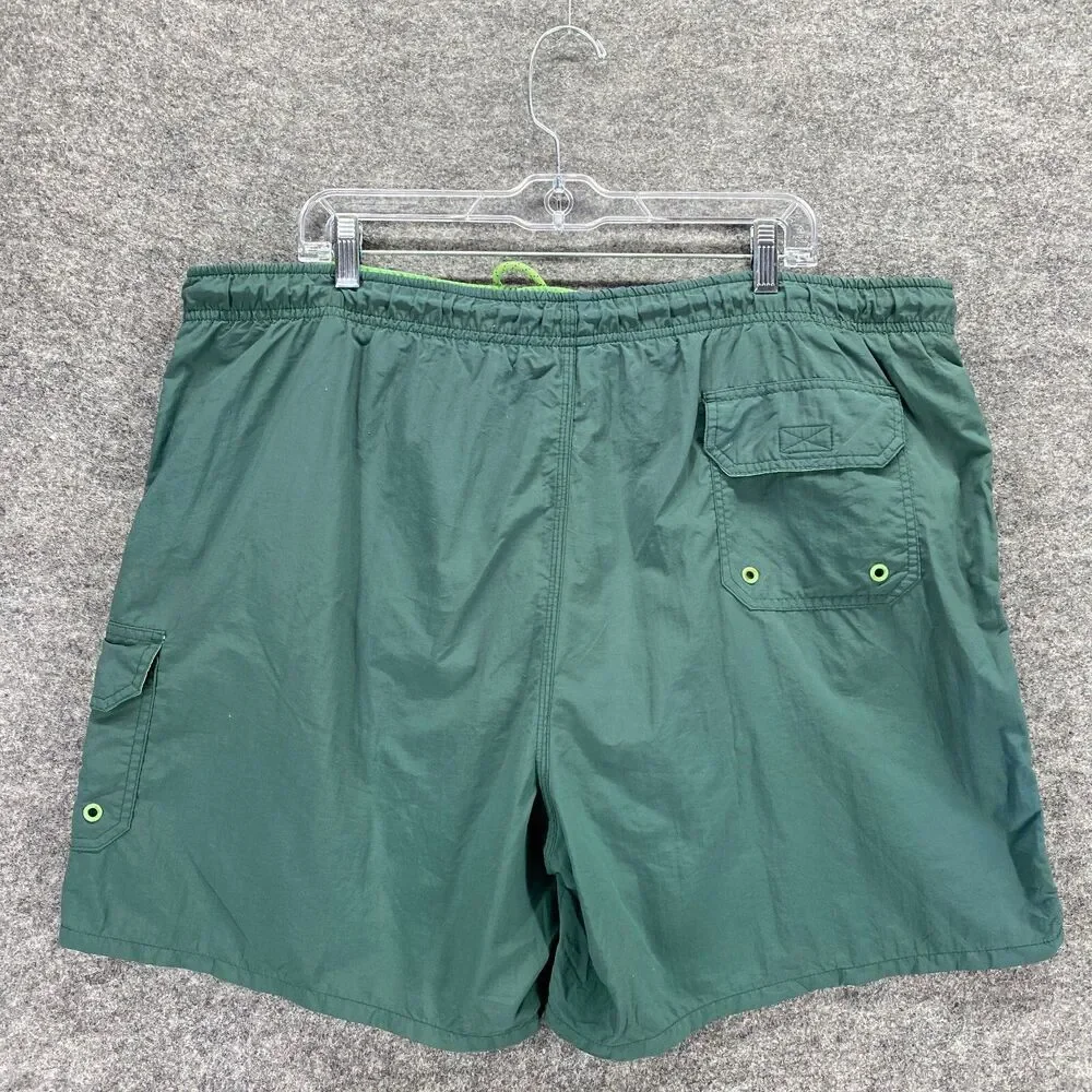 Roundtree & Yorke Swimwear Trunk Men L Green Sports Mesh High-Rise Drawstring